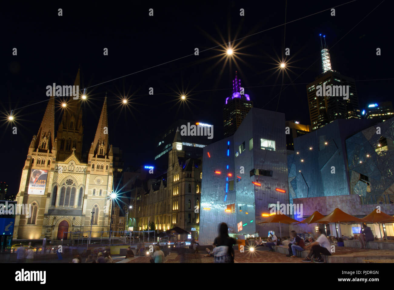 View of Melbourne city skyline at night, Australia Stock Photo Alamy