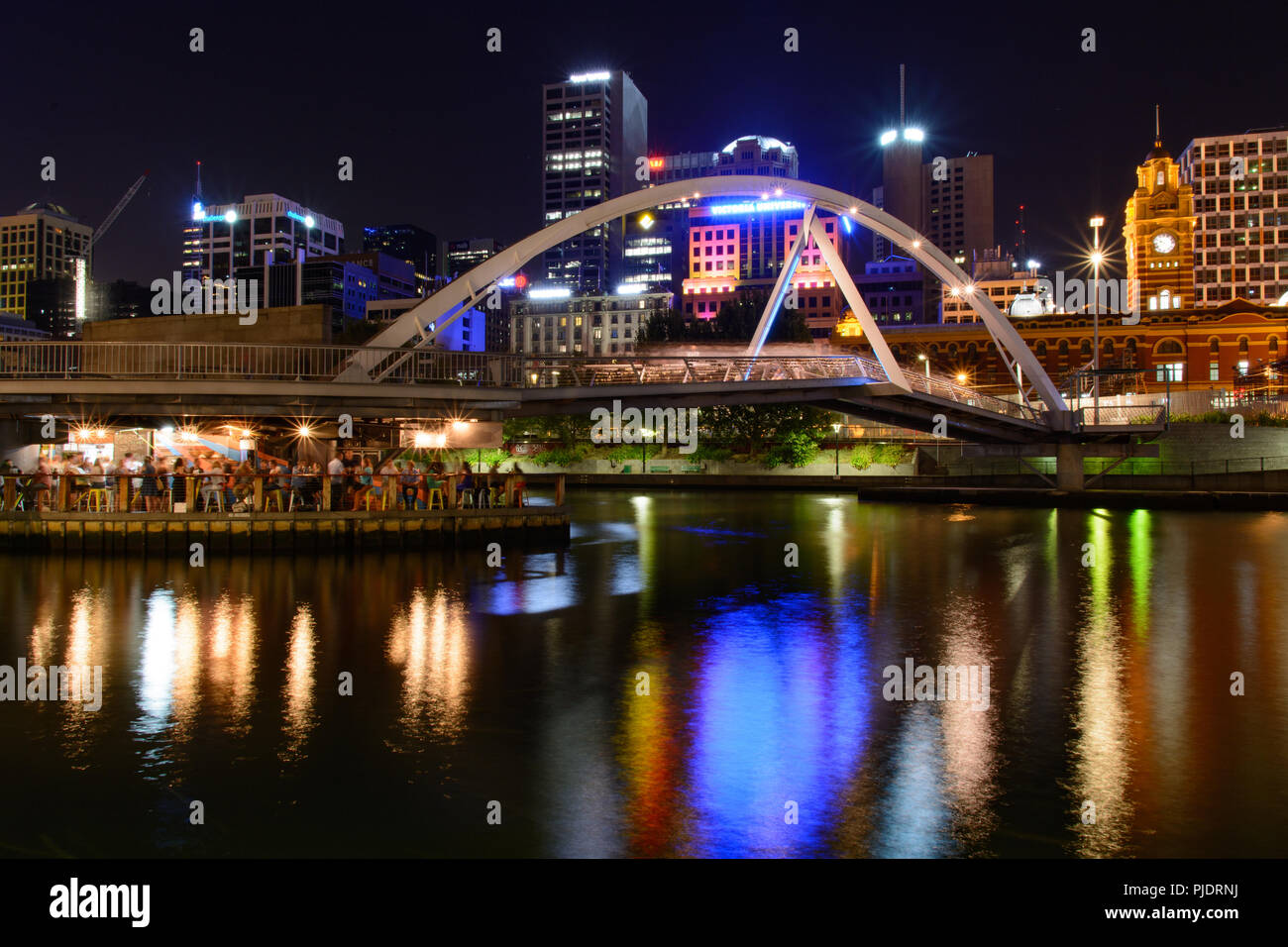 View of Melbourne city skyline at night, Australia Stock Photo