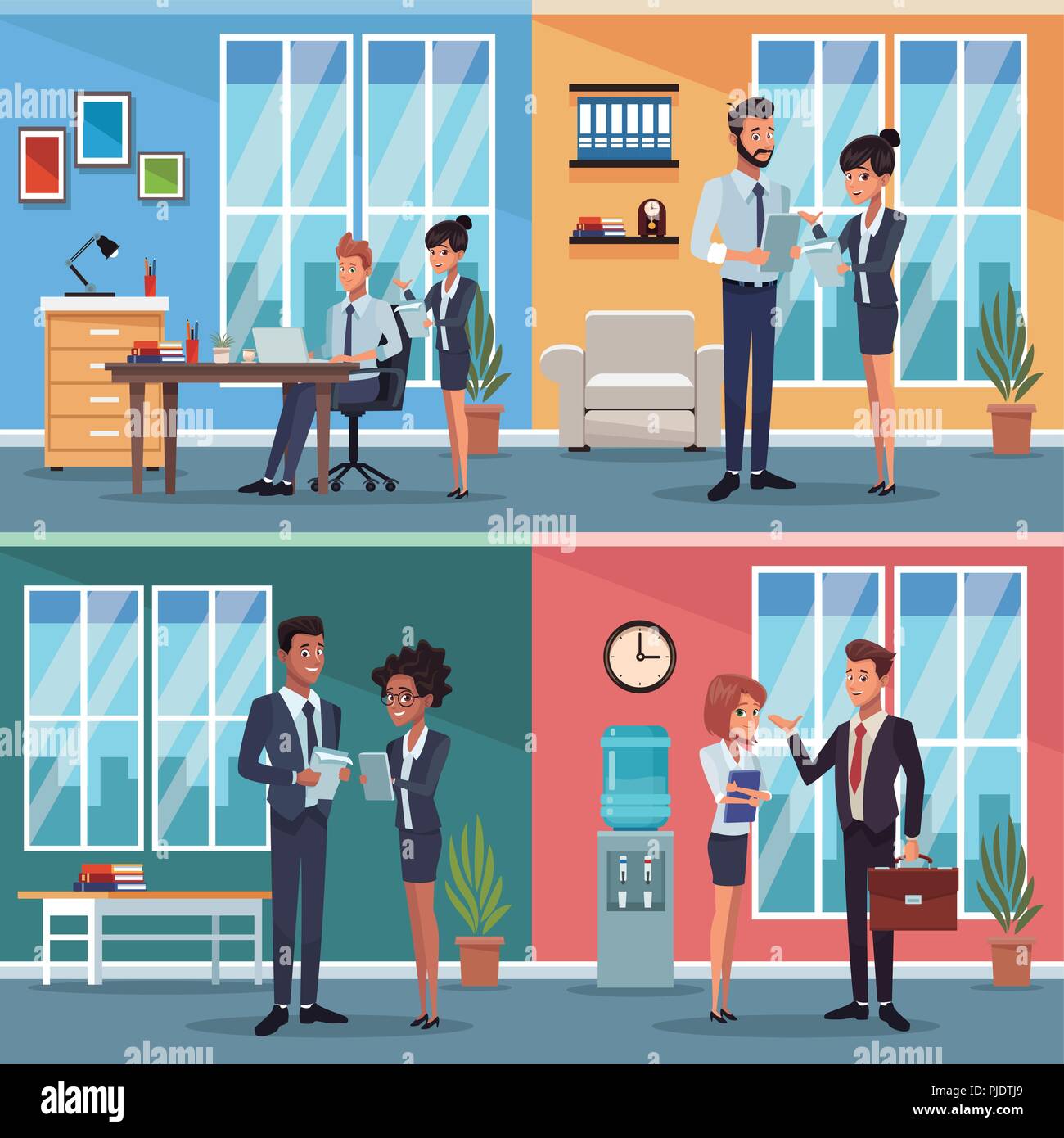 Working offices Stock Vector Images - Alamy