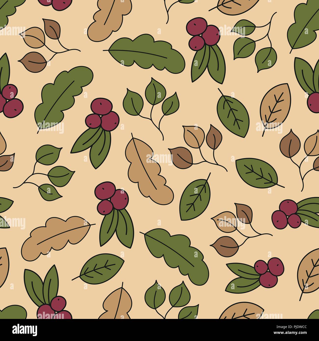 Autumn seamless pattern with leaf, autumn leaf background. Abstract leaf texture Stock Vector