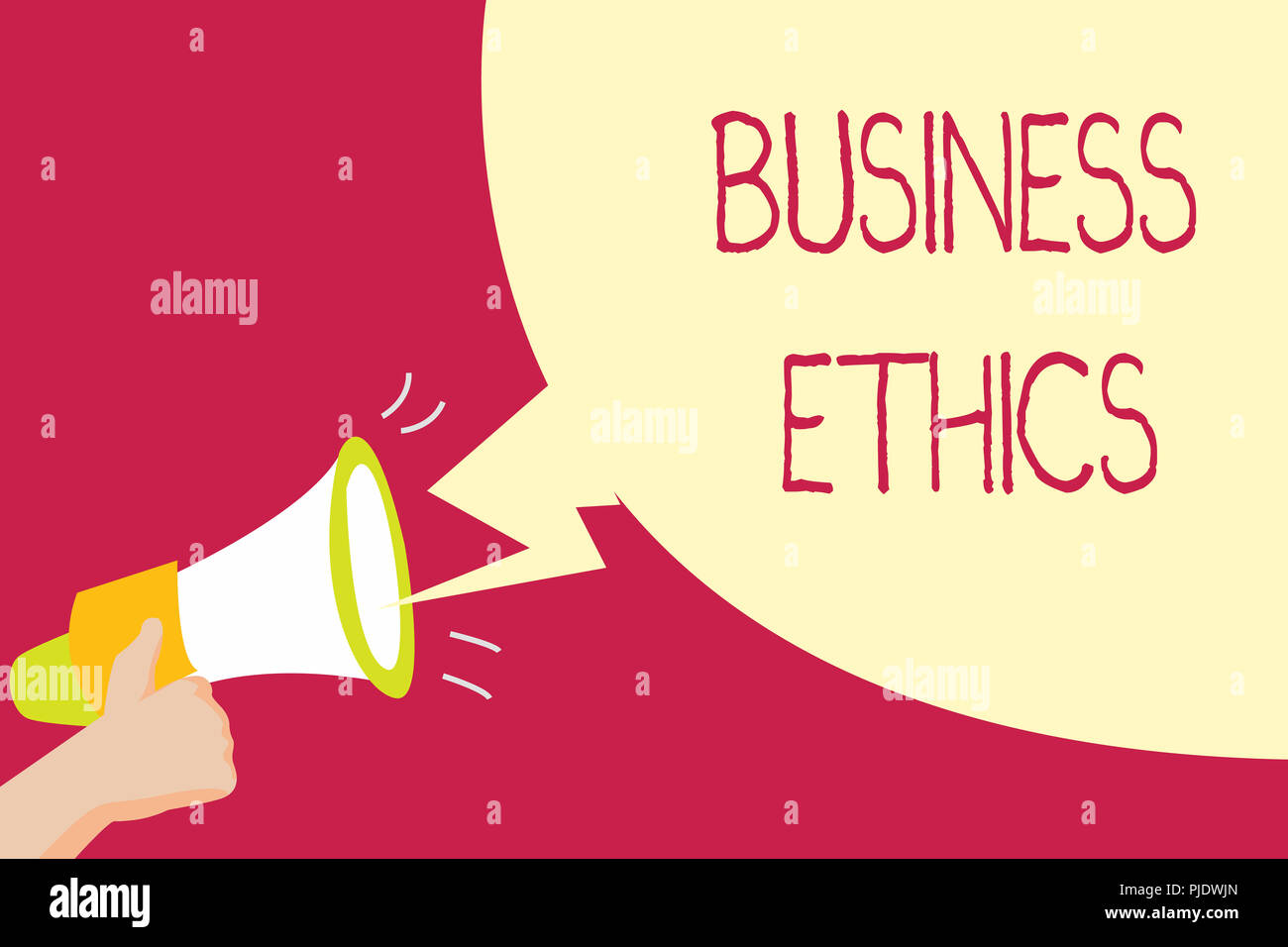 Handwriting text writing Business Ethics. Concept meaning Moral principles that guide the way a business behaves. Stock Photo