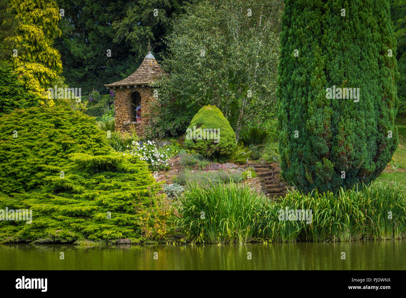 The Nest was built for Queen Alexandra on the rockery overlooking the Lake and the Dell in the grounds of Sandringham House. Stock Photo