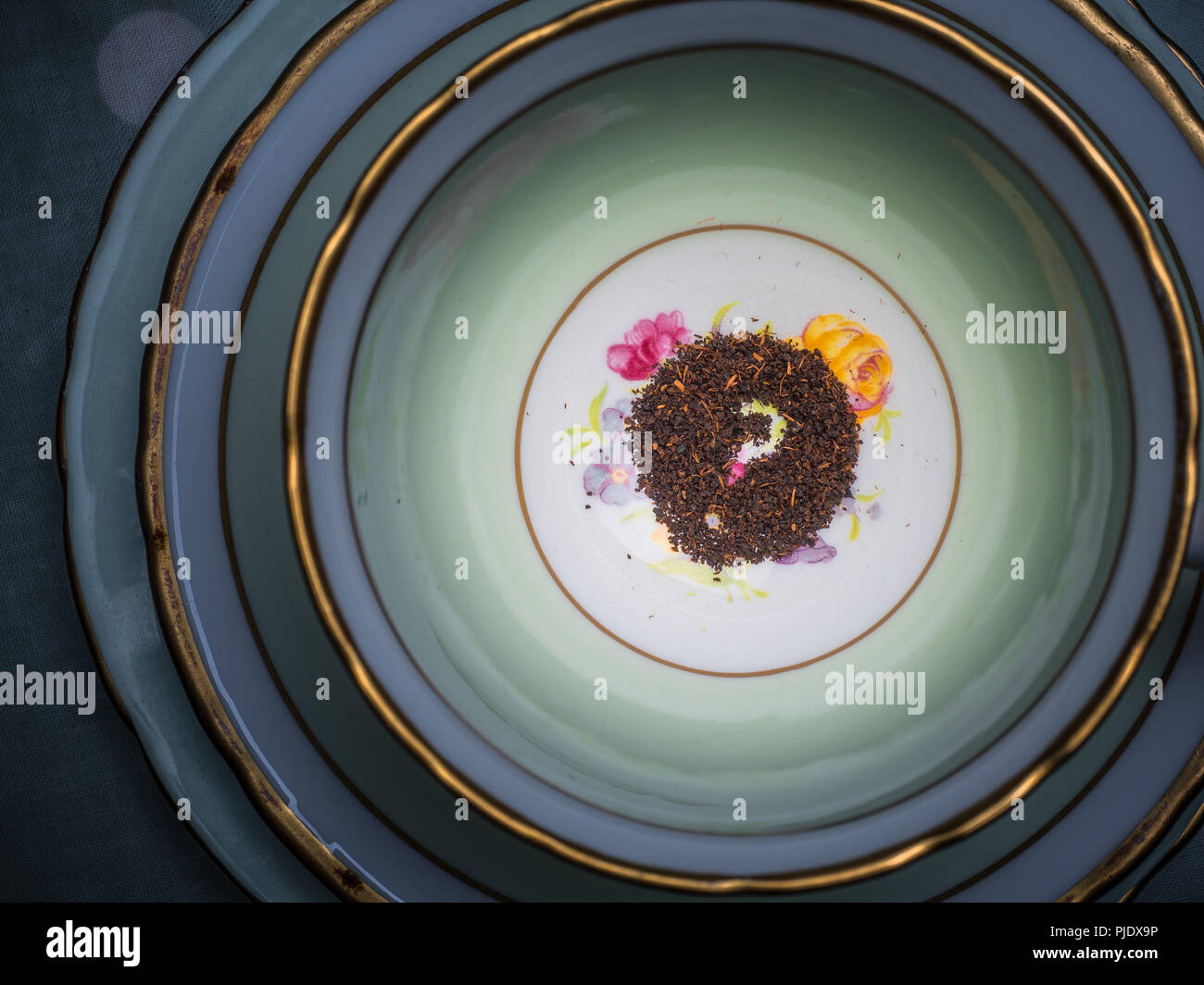 Reading the tea leaves cup and saucer stock photo alamy
