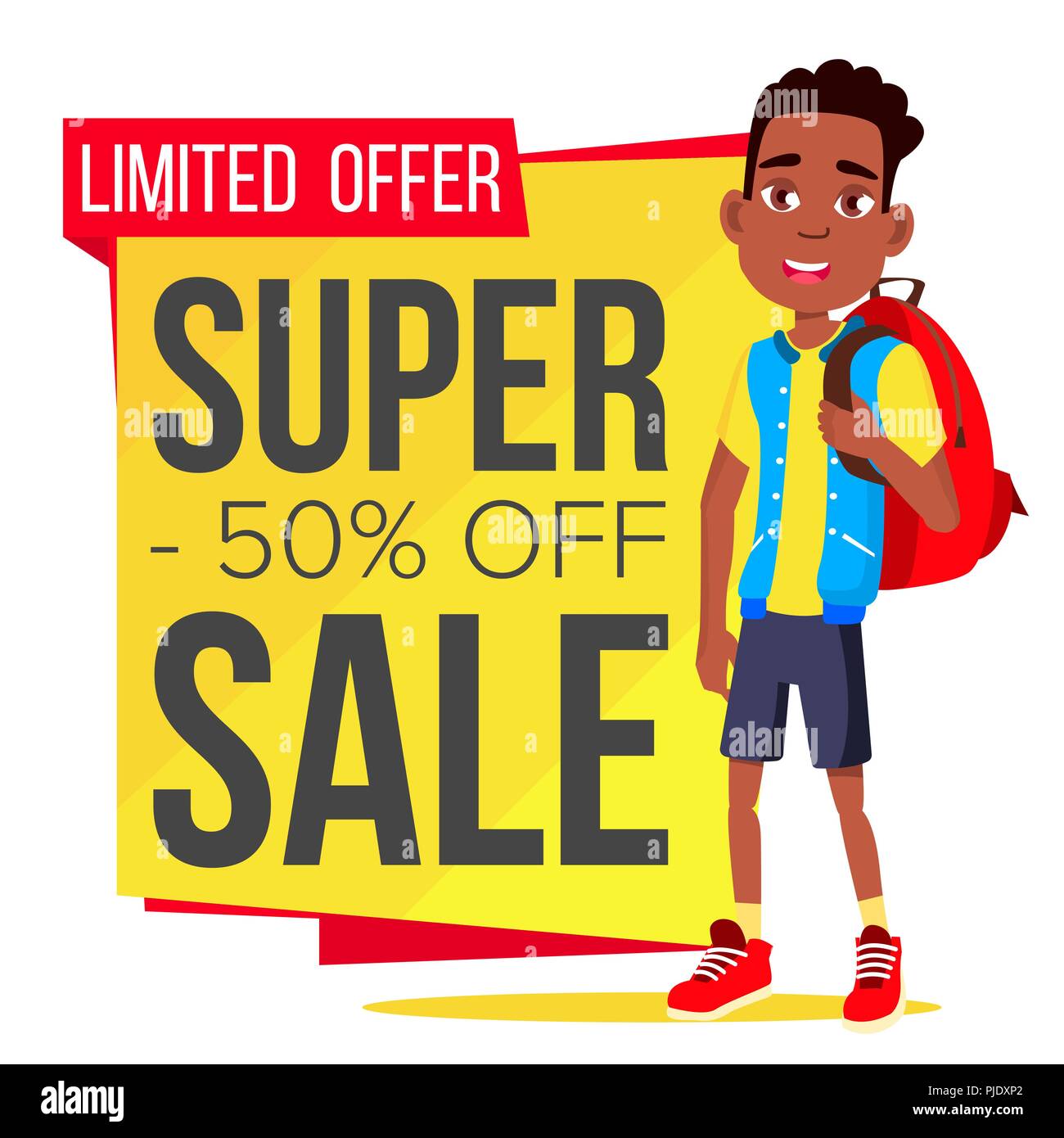 Big Sale Banner Vector School Children Pupil Spring Bright