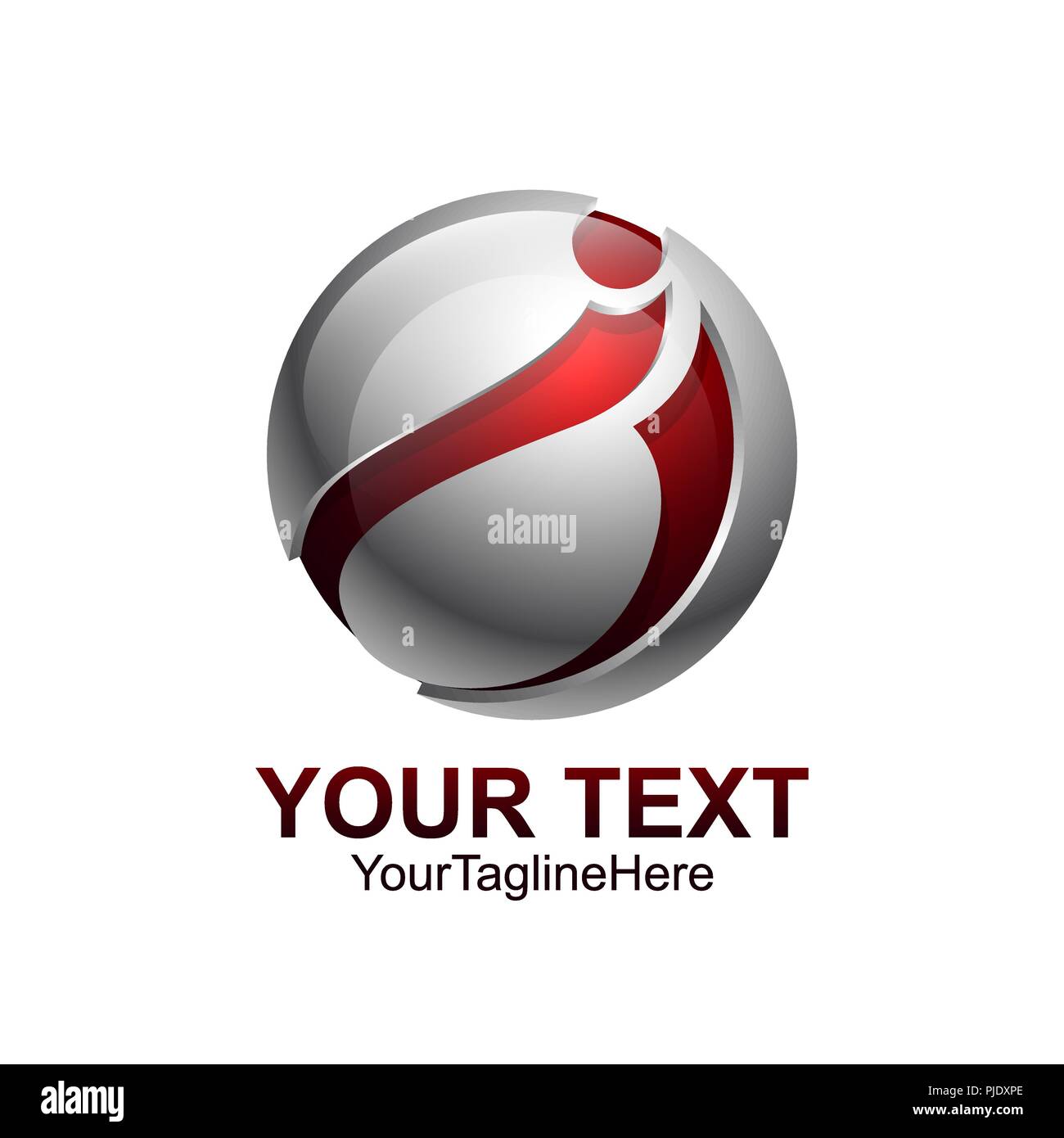 Initial letter i logo template colored red grey circle sphere swoosh ...