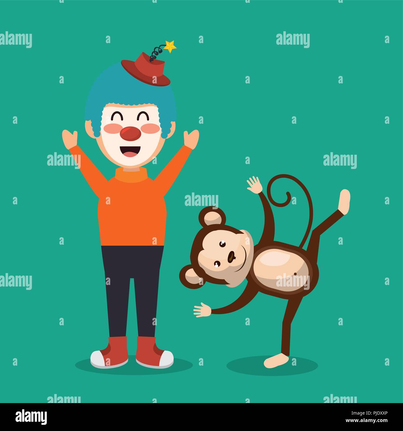 monkey and clown circus show Stock Vector Image & Art - Alamy