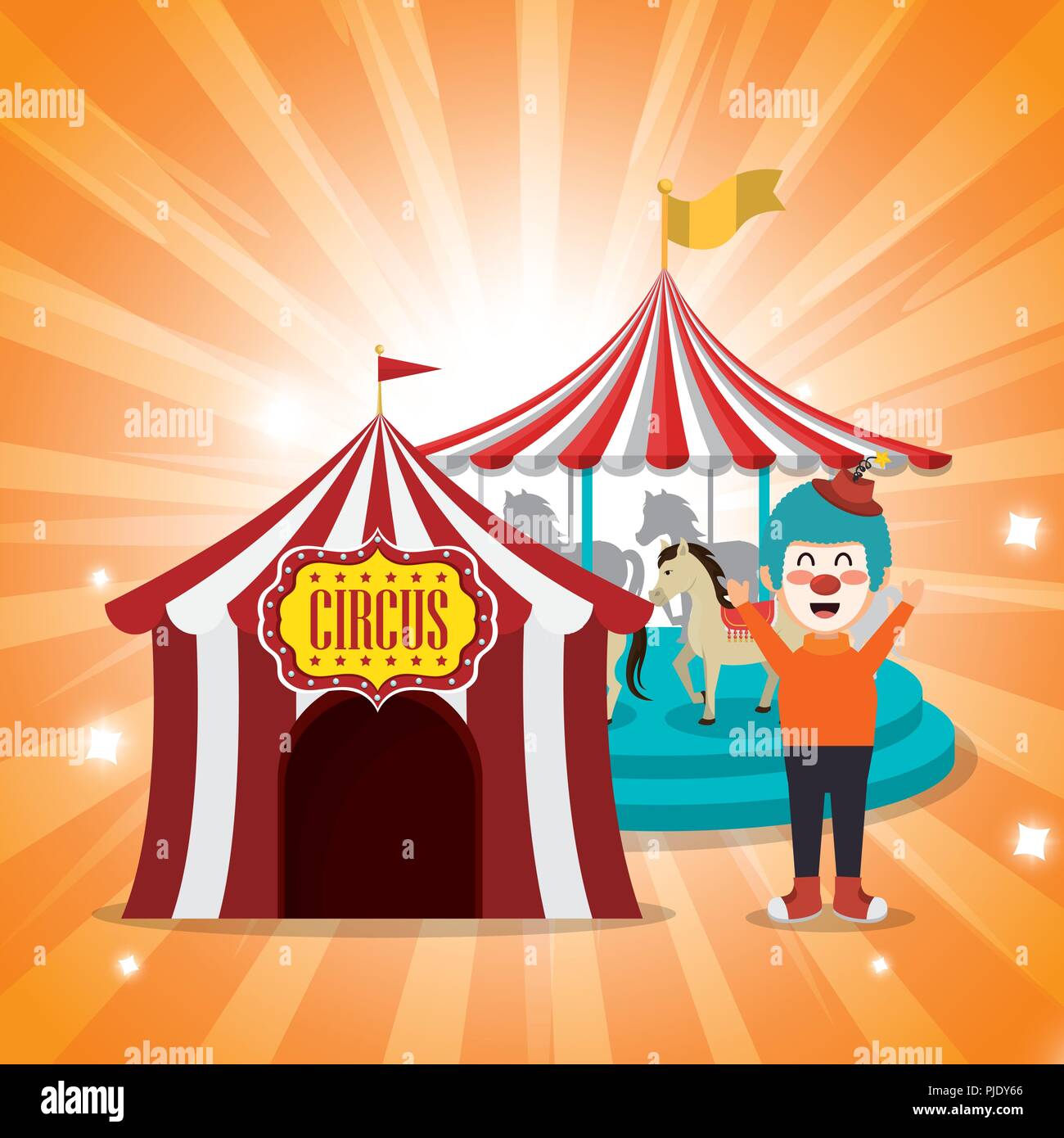 tent circus with clown Stock Vector Image & Art - Alamy