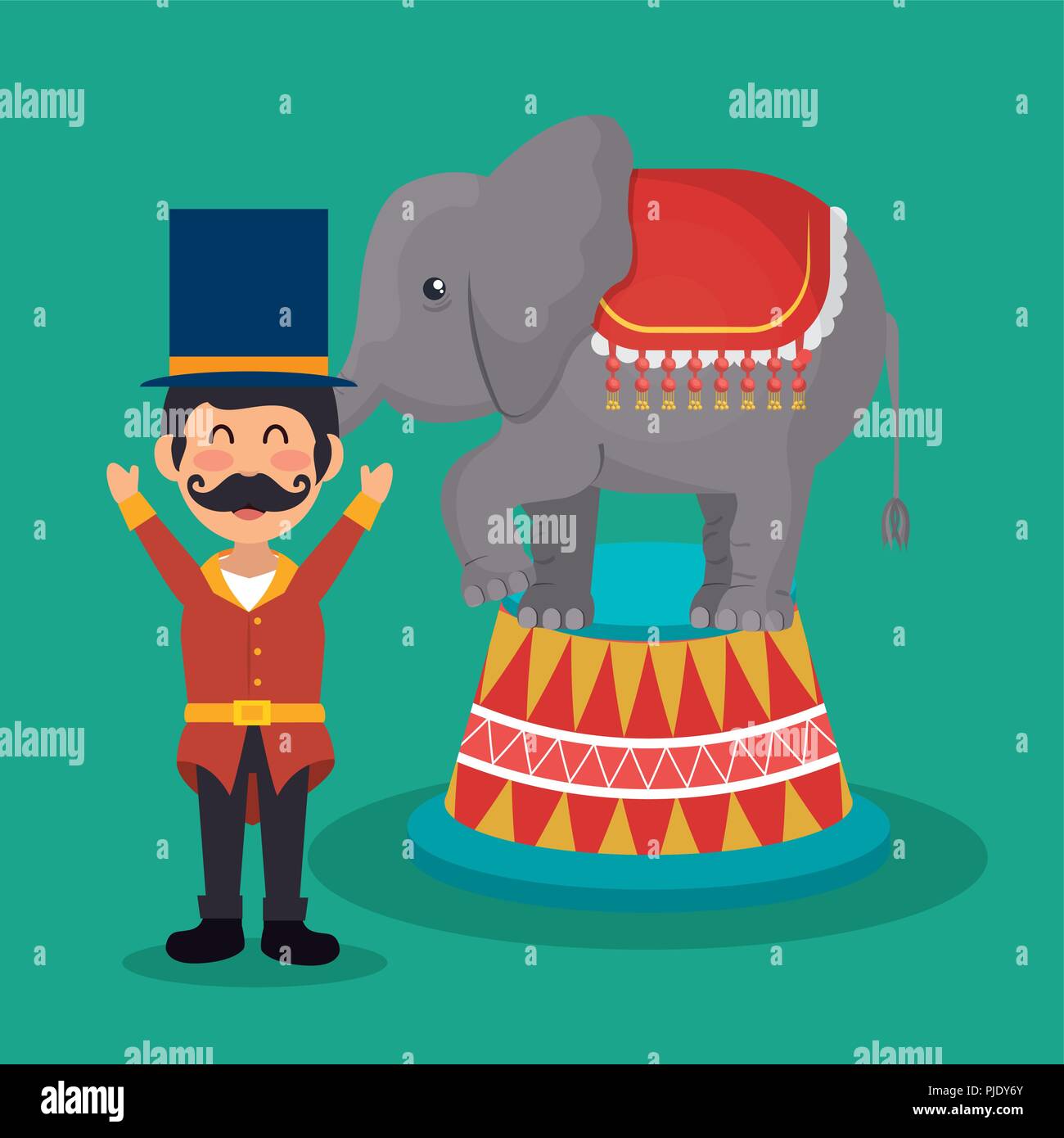 circus presenter with elephant Stock Vector