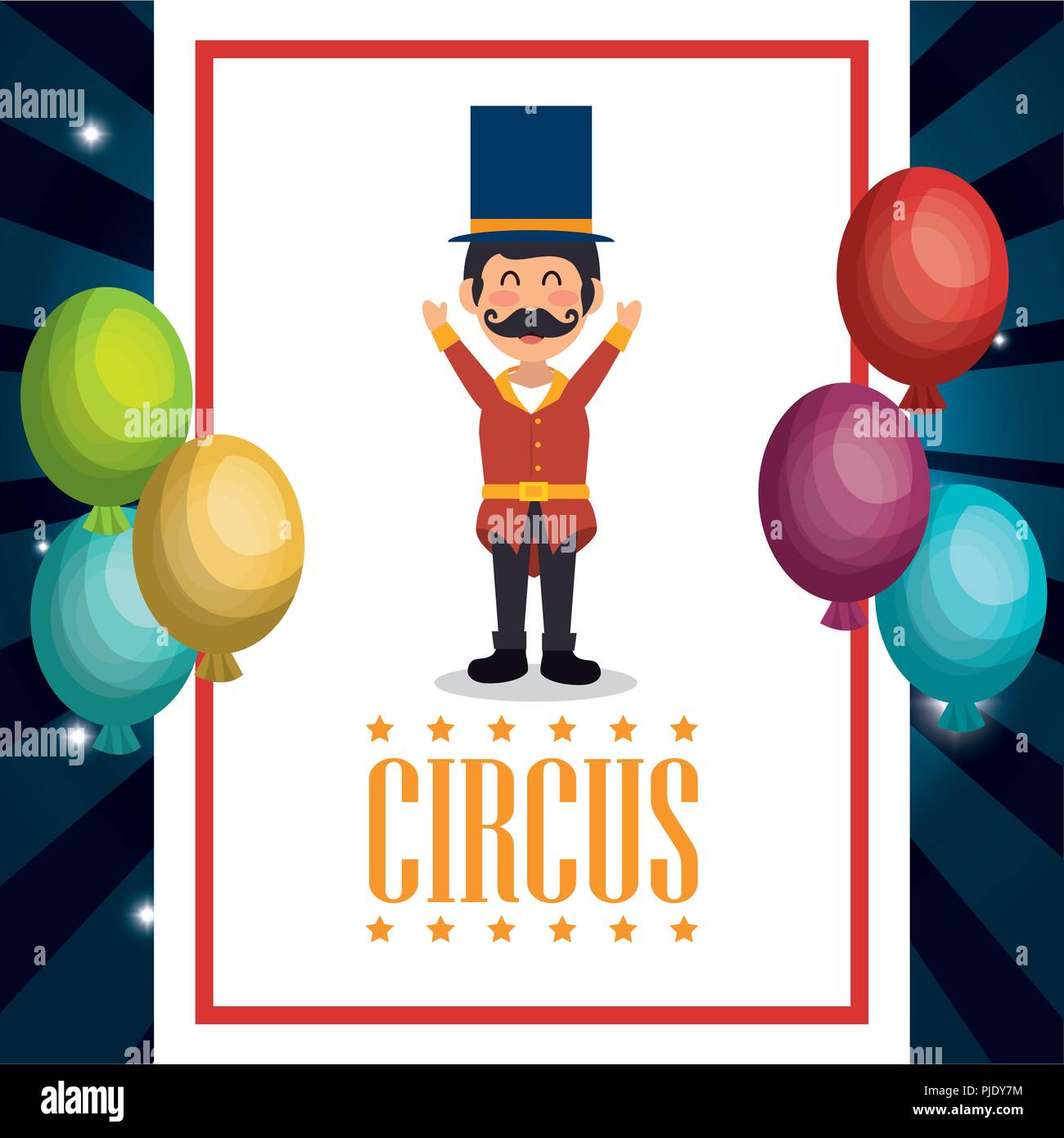 circus presenter with balloons air Stock Vector