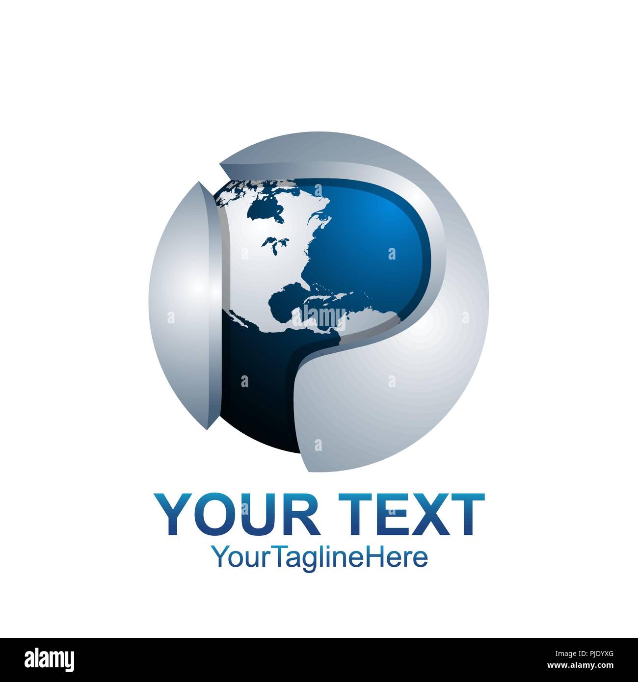 Initial Letter P Logo Template Colored Silver Blue Sphere World Design For Business And Company Identity Stock Vector Image Art Alamy