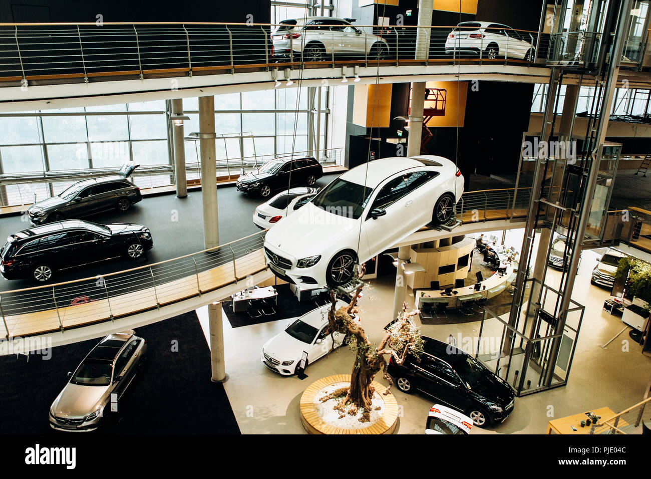 Berlin August 29 18 Exhibition And Sale Of New Cars In The Official Dealer Center Mercedes Benz In Berlin A World Famous German Company Specializing In The Production Of Luxury Cars Stock Photo