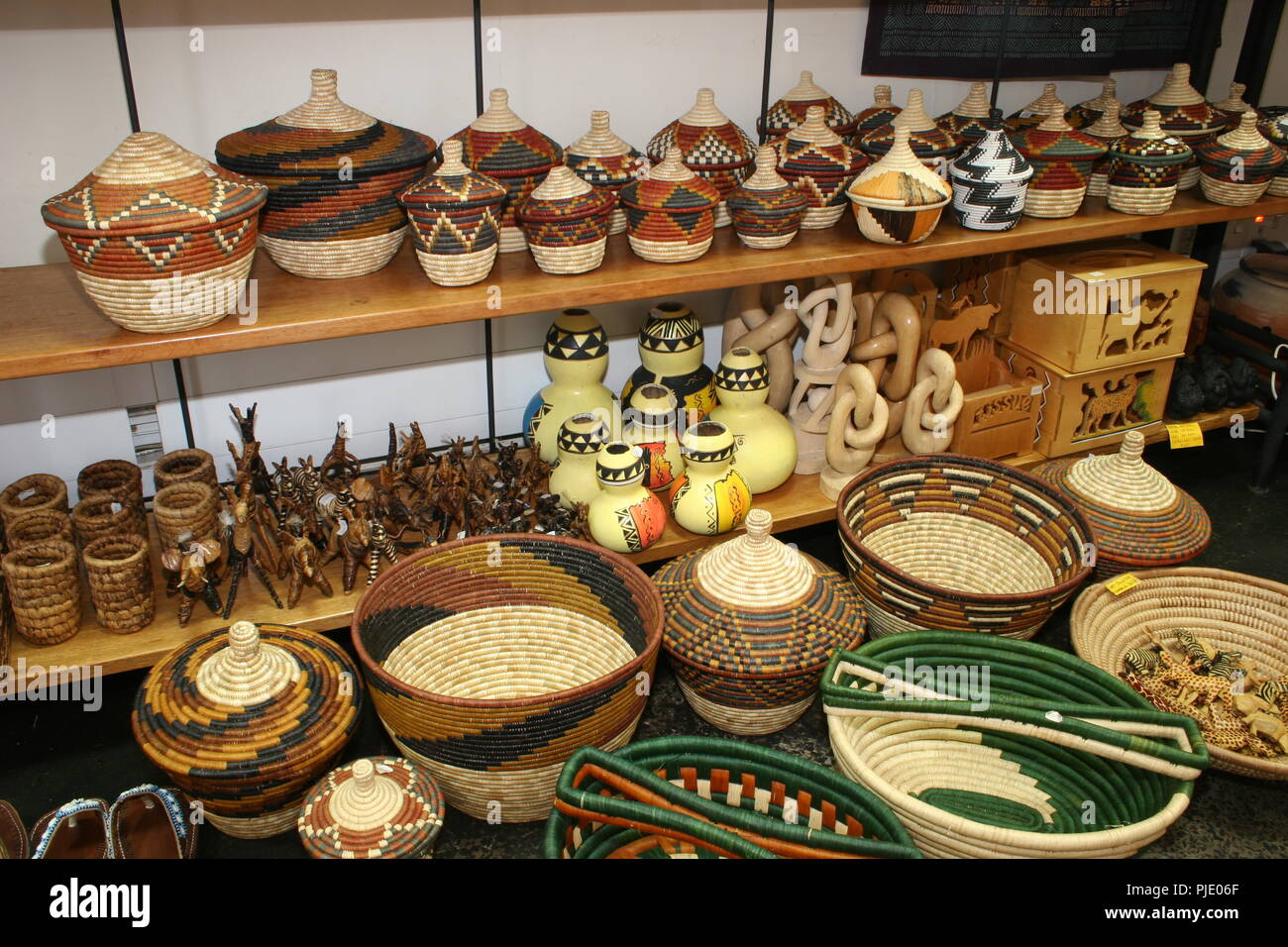 Crafts on sale in a shop in Kampala, Uganda Stock Photo Alamy