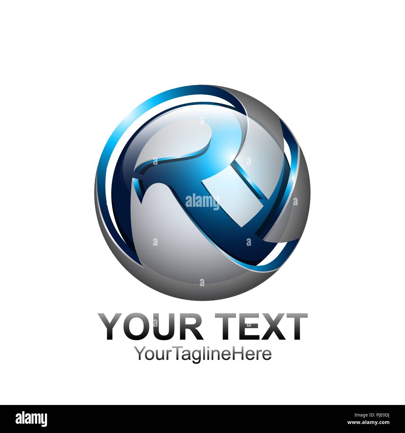 Initial letter R logo template colored blue green circle design for ...