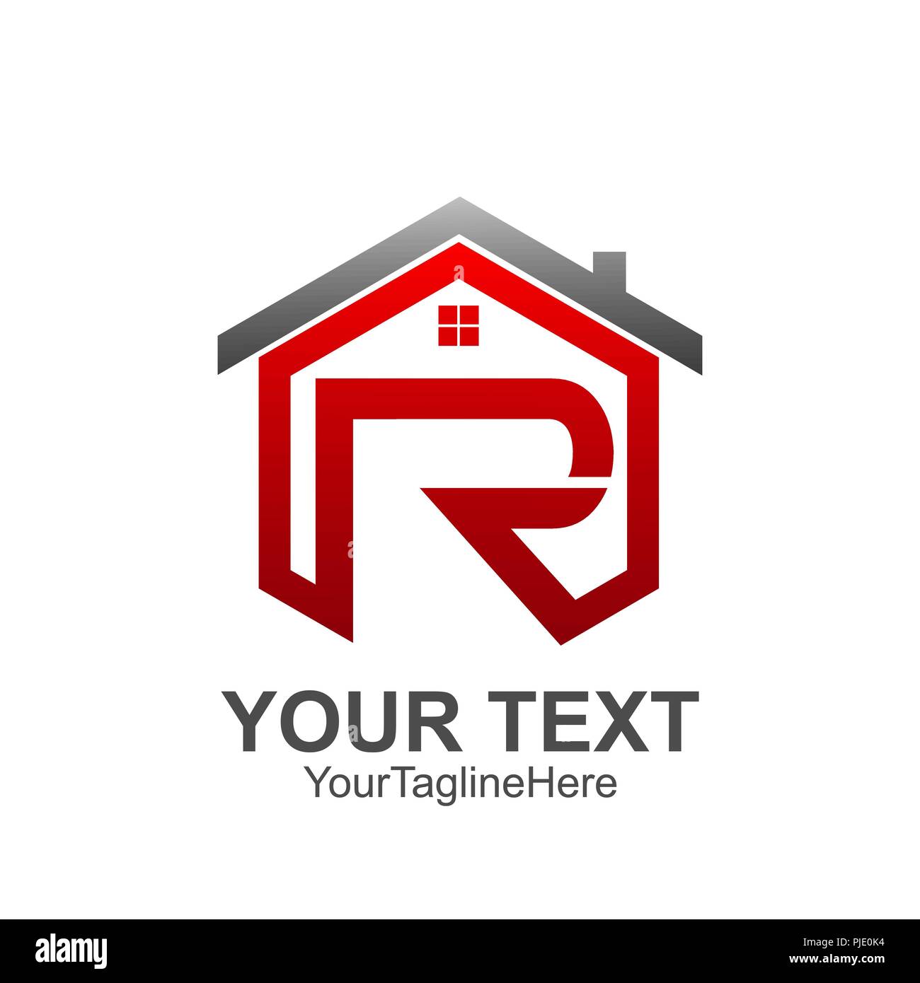 Initial letter R logo template colored red grey home design for business and company identity Stock Vector
