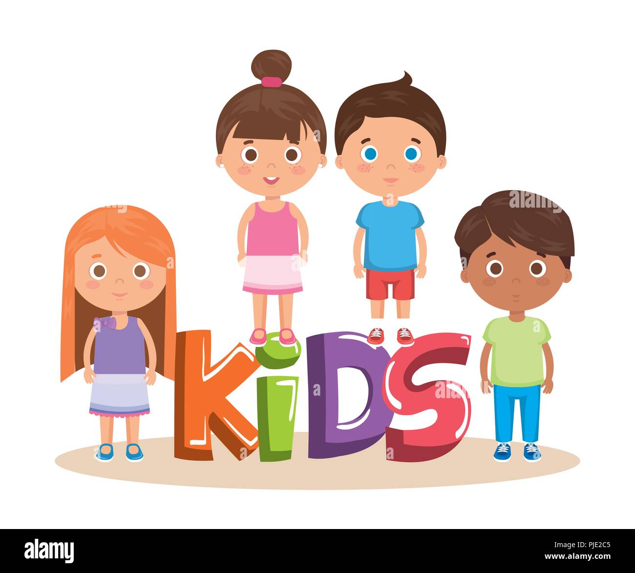 group of little kids with word characters Stock Vector Image & Art - Alamy