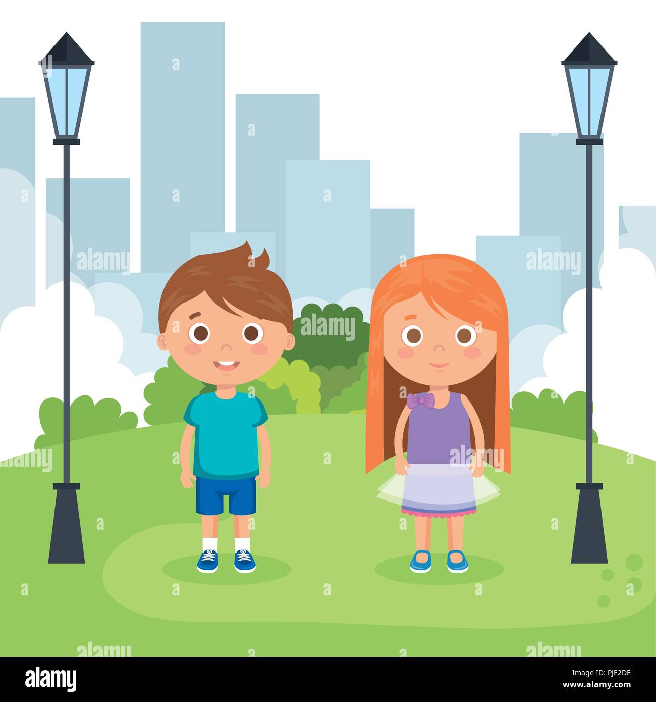 couple little kids in the park characters Stock Vector Image & Art - Alamy