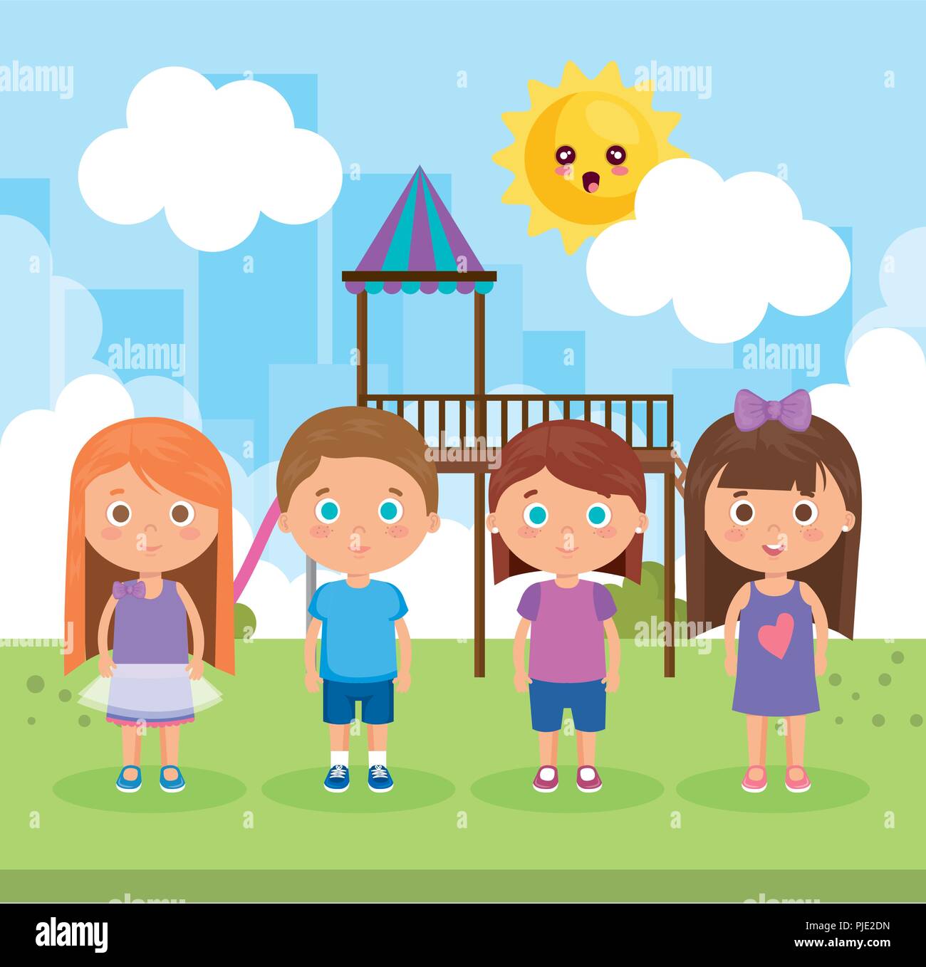 group of little kids in the park characters Stock Vector Image & Art ...