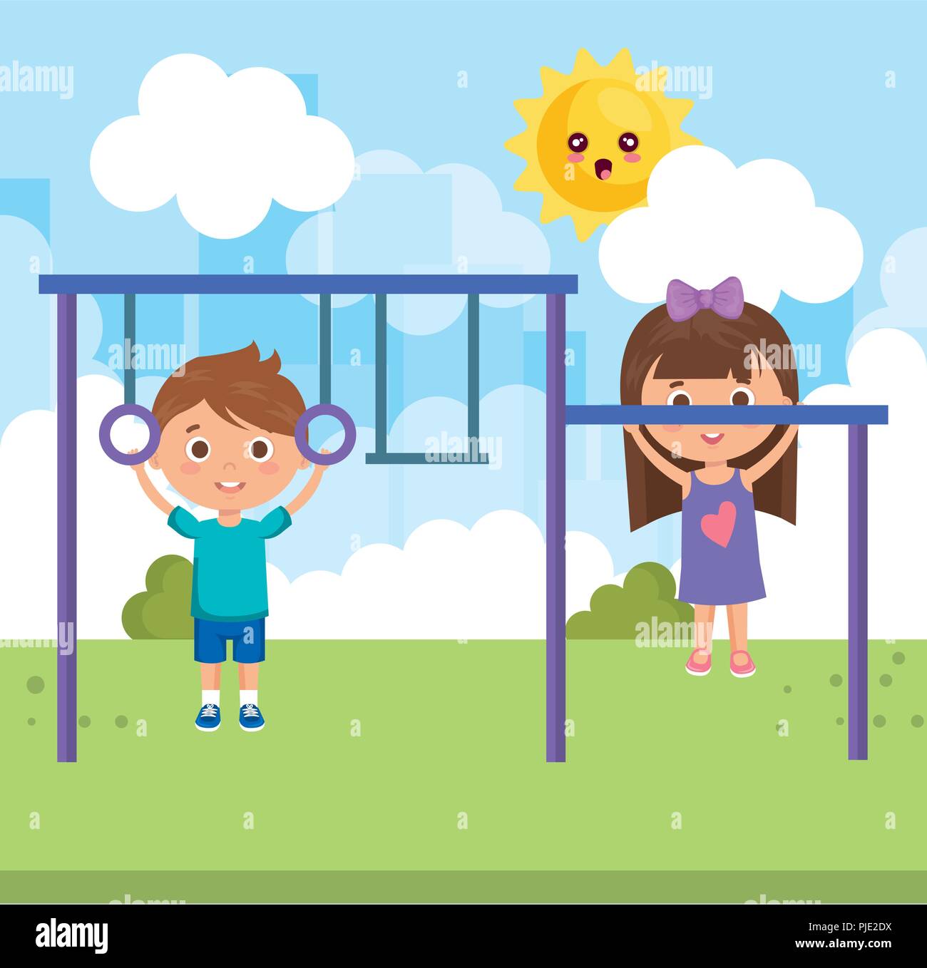 couple little kids in the park characters Stock Vector Image & Art - Alamy