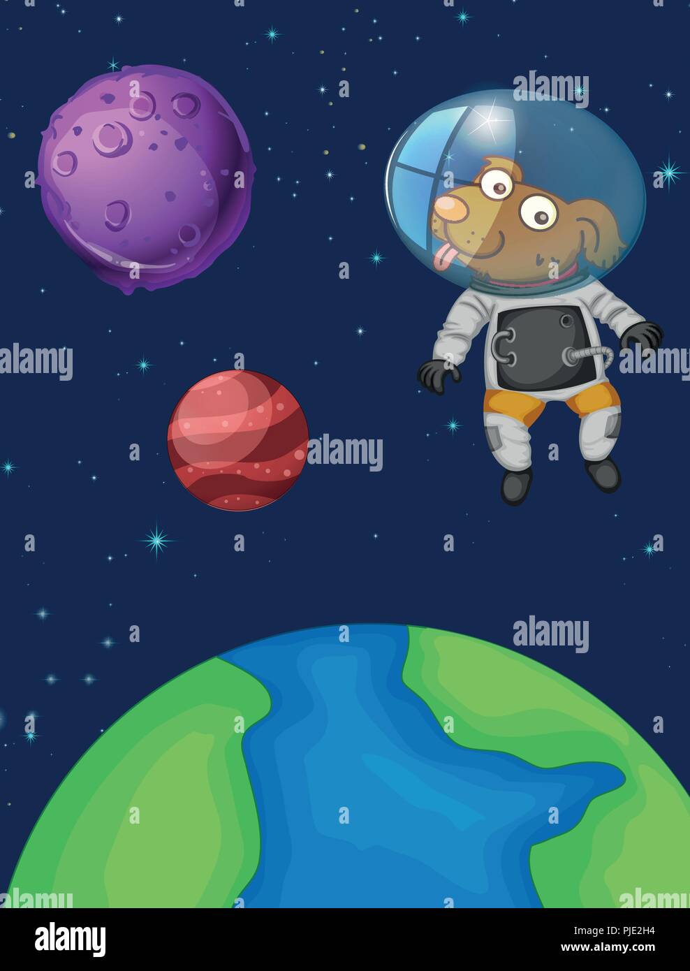 A dog astronaut in space illustration Stock Vector Image & Art - Alamy