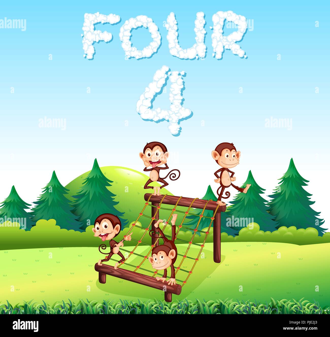 Four monkey at the playground illustration Stock Vector Image & Art - Alamy