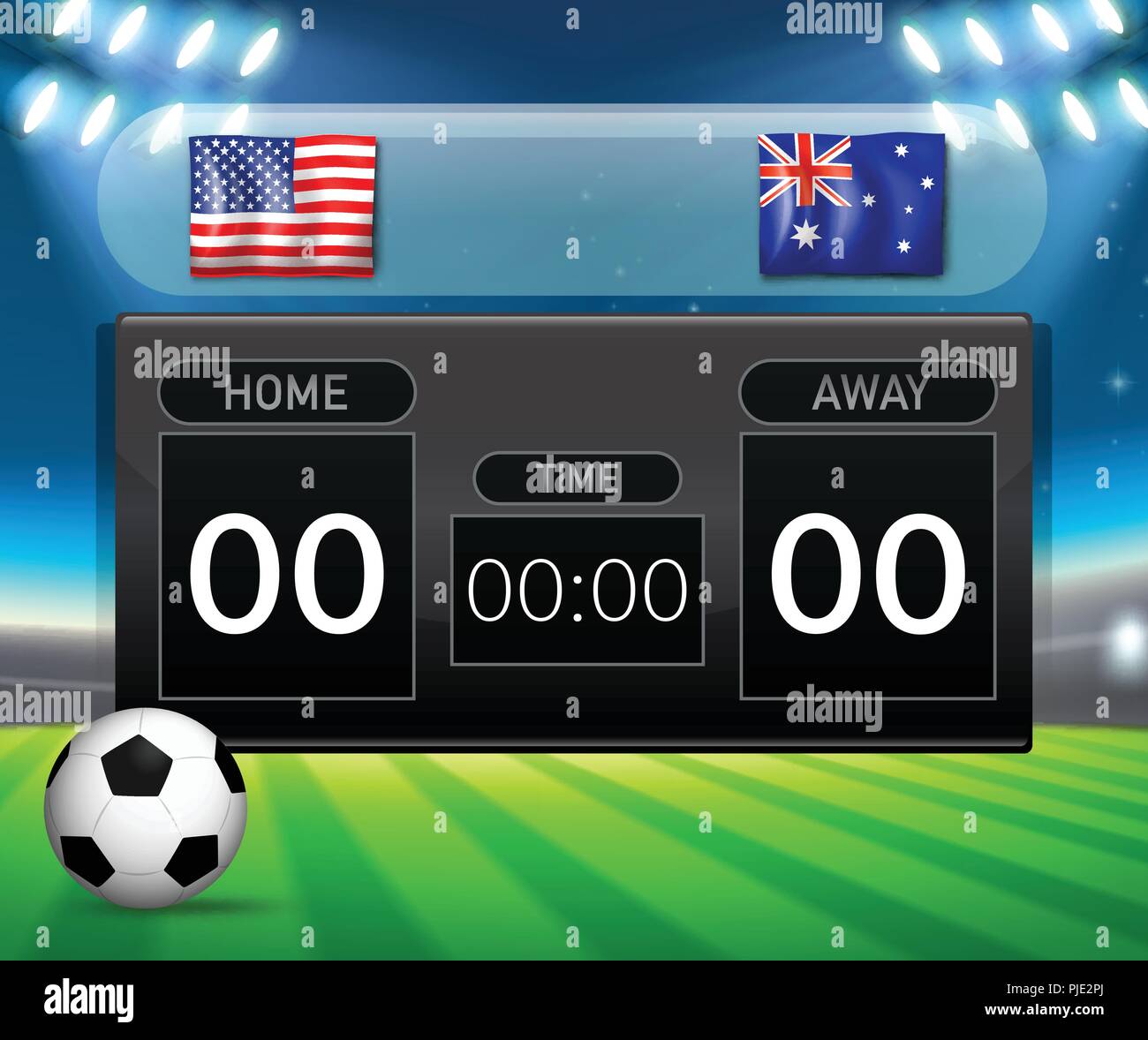 USA Vs Australia soccer scoreboard template illustration Stock Vector