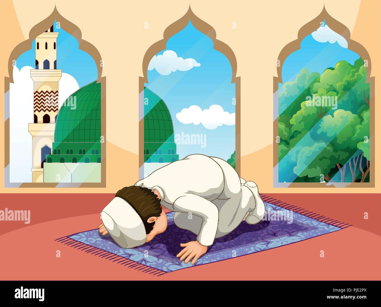 cartoon person praying islam