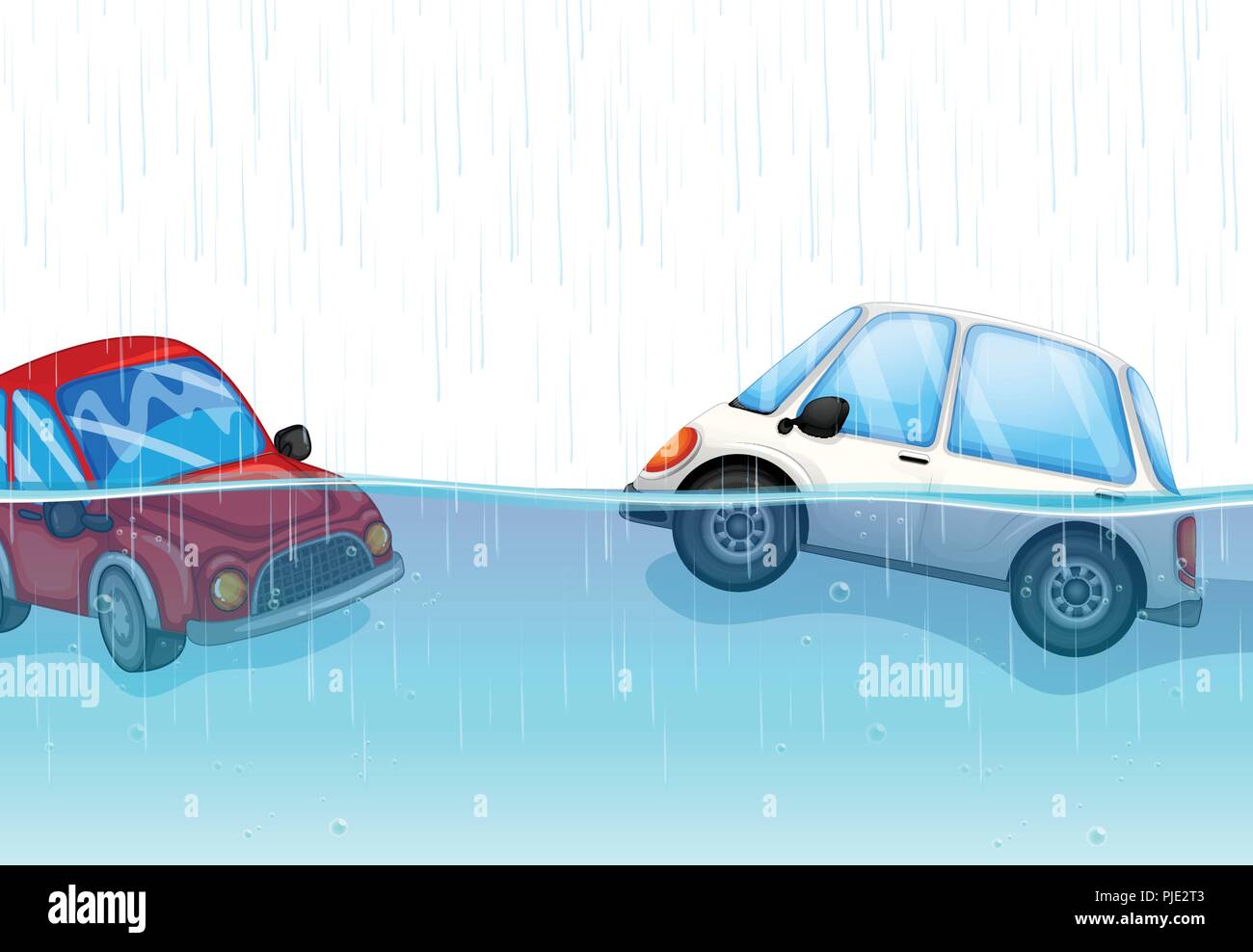 Cars floating on the flood illustration Stock Vector Image & Art Alamy