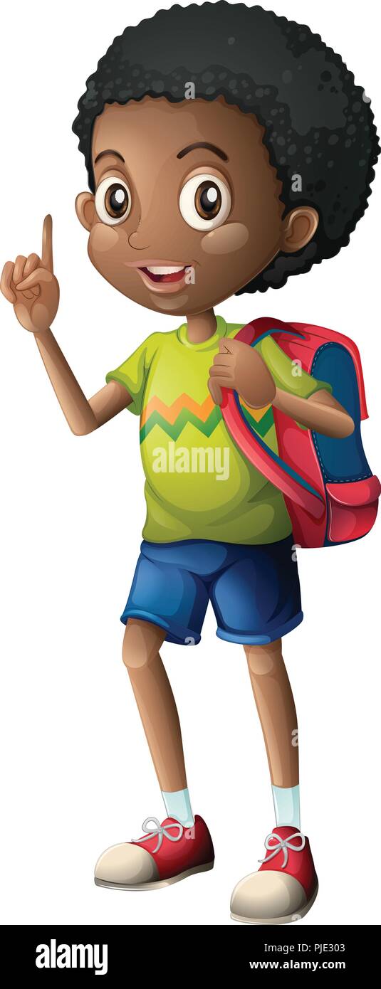 An african boy with backpack illustration Stock Vector Image & Art - Alamy