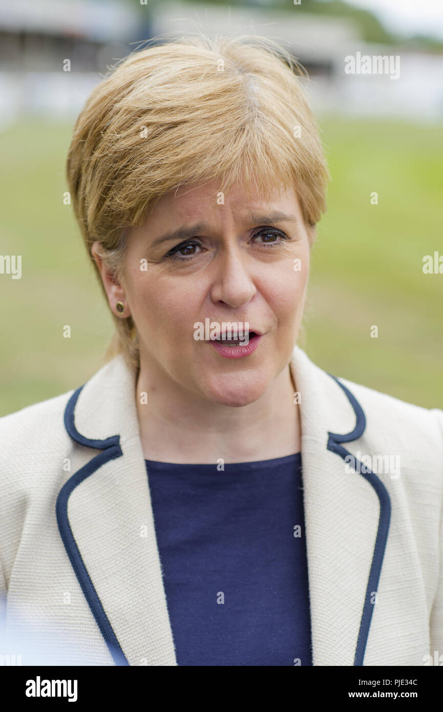 Nicola Sturgeon will attend Turriff to announce support for Scotch lamb, meet attendees and view stalls at the annual show.  Featuring: Nicola Sturgeon Where: Turrif, United Kingdom When: 06 Aug 2018 Credit: Euan Cherry/WENN Stock Photo