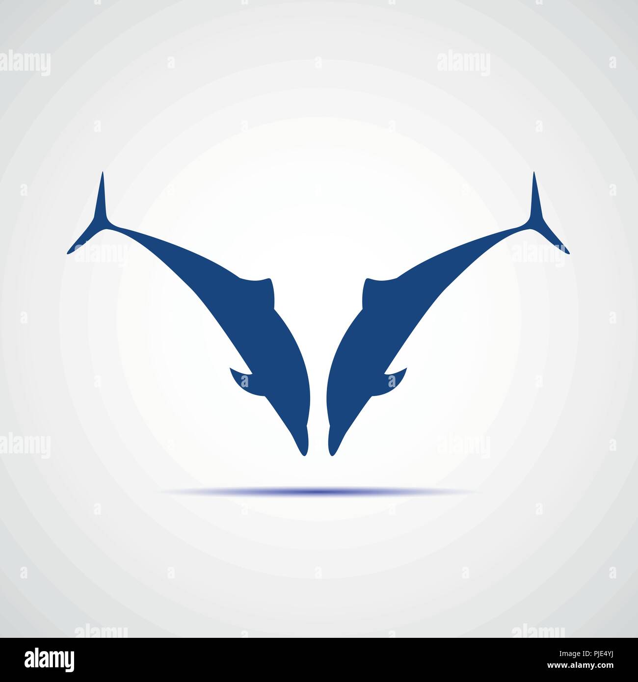 two blue dolphins jumps silhouette vector illustration Stock Vector