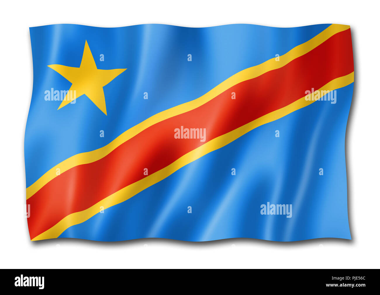 Democratic Republic of the Congo flag, three dimensional render, isolated on white Stock Photo