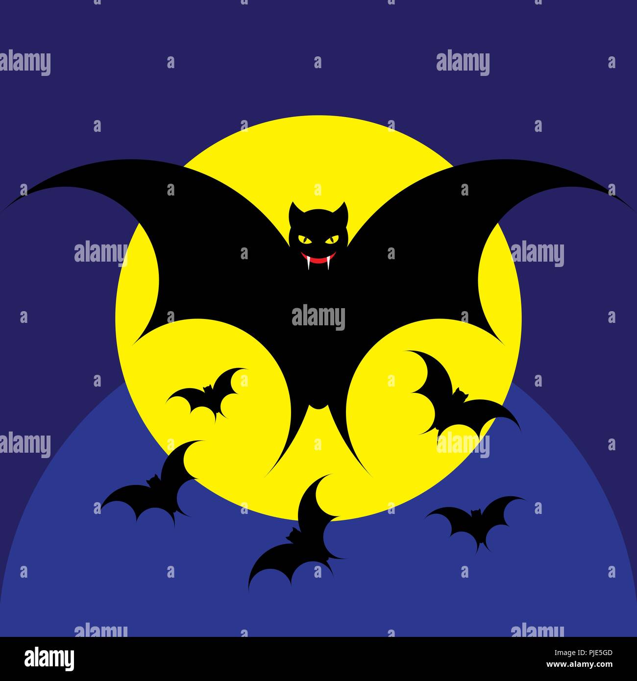 Bat for the night Halloween. Vector silhouette Stock Vector Image & Art ...