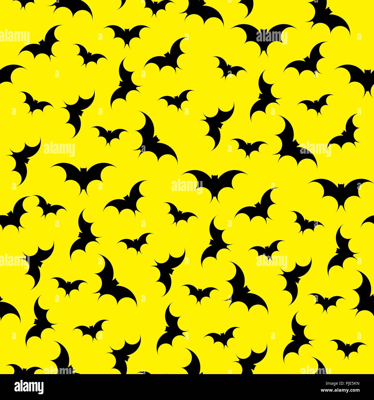 Bats seamless background. Halloween. Vector silhouette texture. Stock Vector