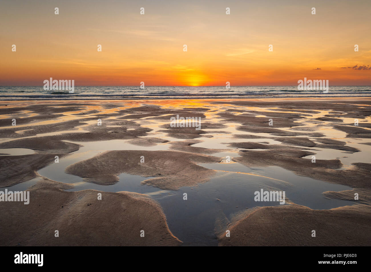 Sunset over the Indian Ocean at Broome's famous Cable Beach. Stock Photo