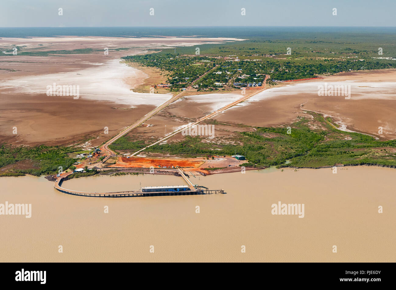 Aerial of Derby in the heart of the Kimberley. Stock Photo