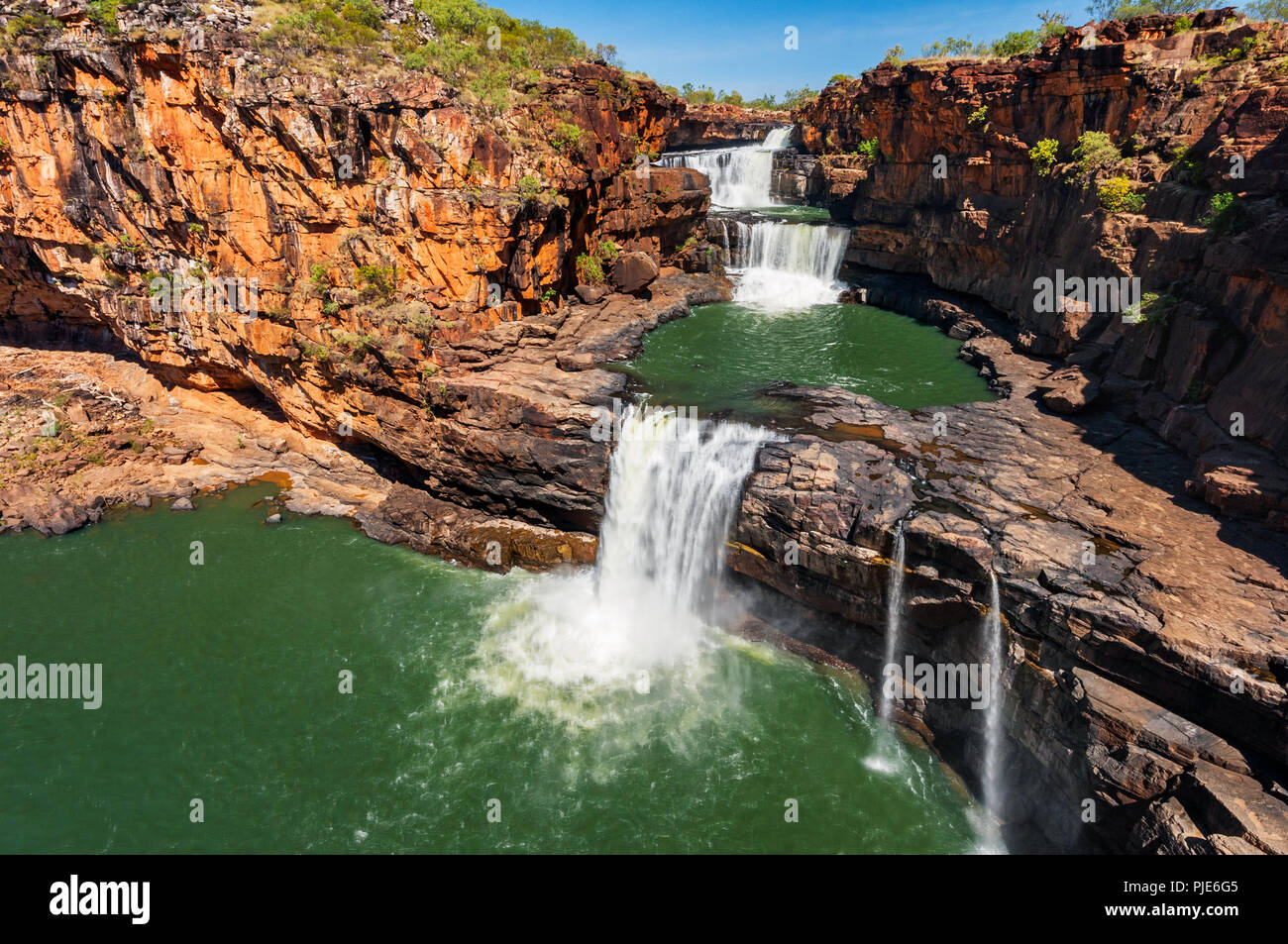 Famous Mitchell Falls right after the wet season. Stock Photo