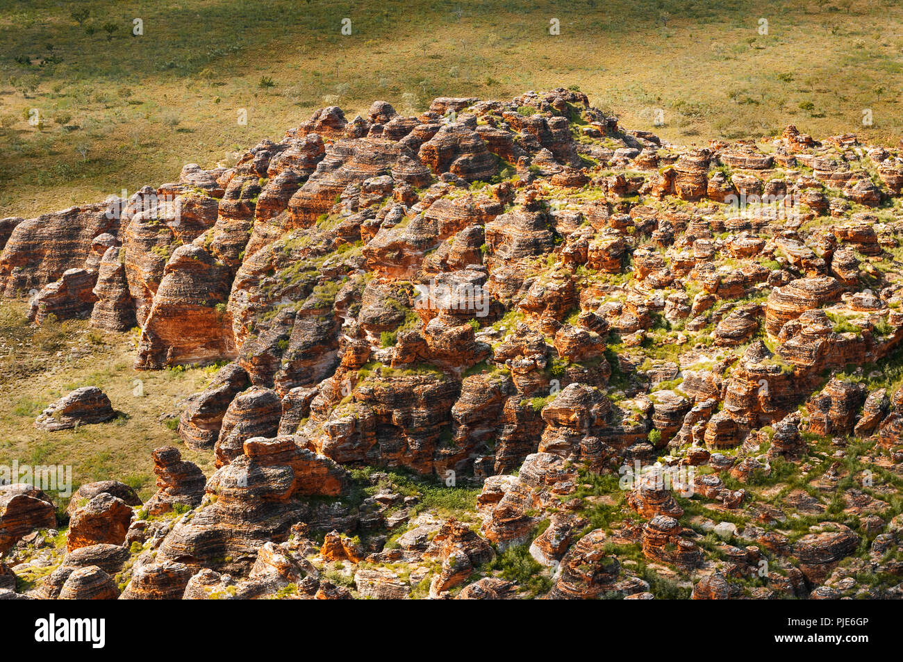 Aerial of the famous Beehive Domes in Purnululu National Park. Stock Photo