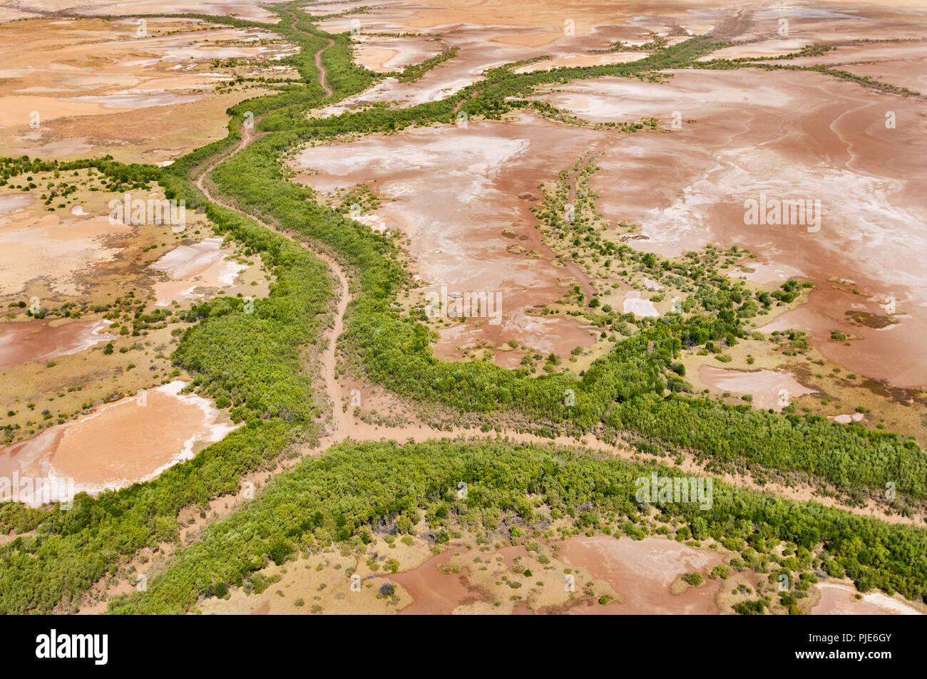 Aerial of the tidal floodplains at King Sound. Stock Photo