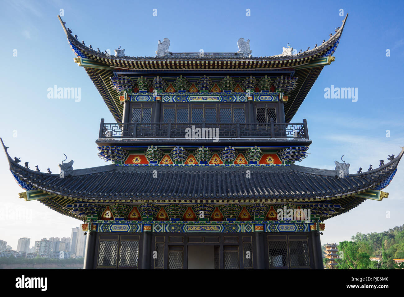 Cheng Du City is an ever-present in the city's storied heritage. Prosperous metropolis combination of grandeur and historic architecture. Stock Photo
