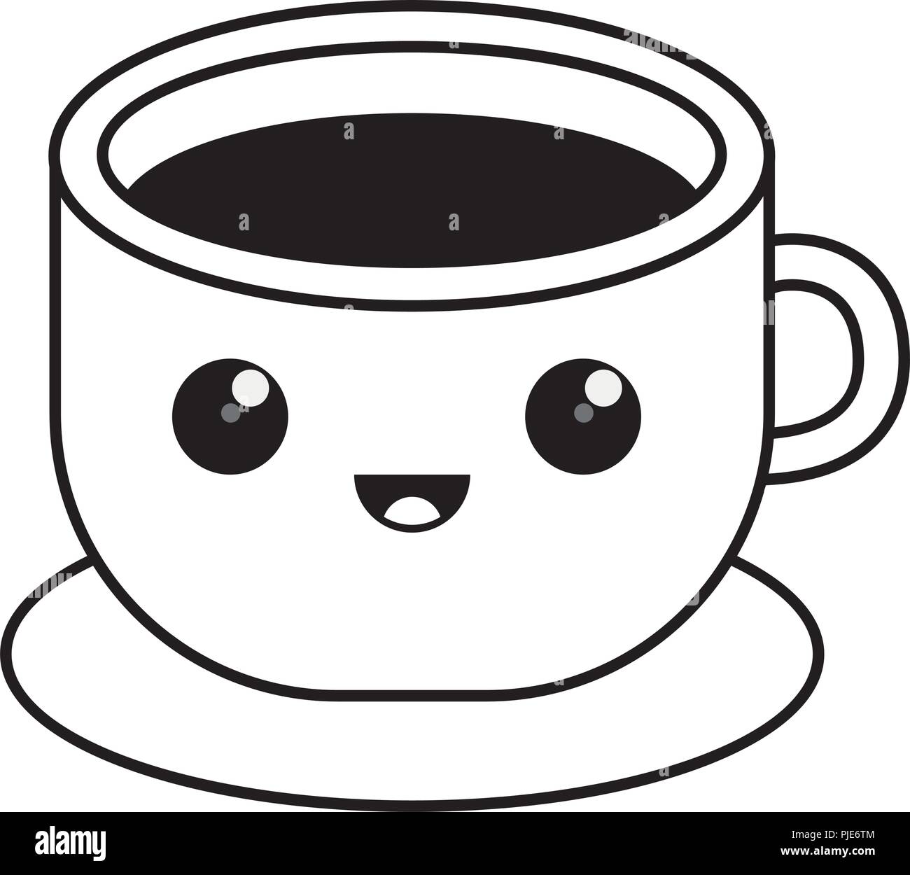 kawaii coffee mug icon over white background, vector illustration Stock