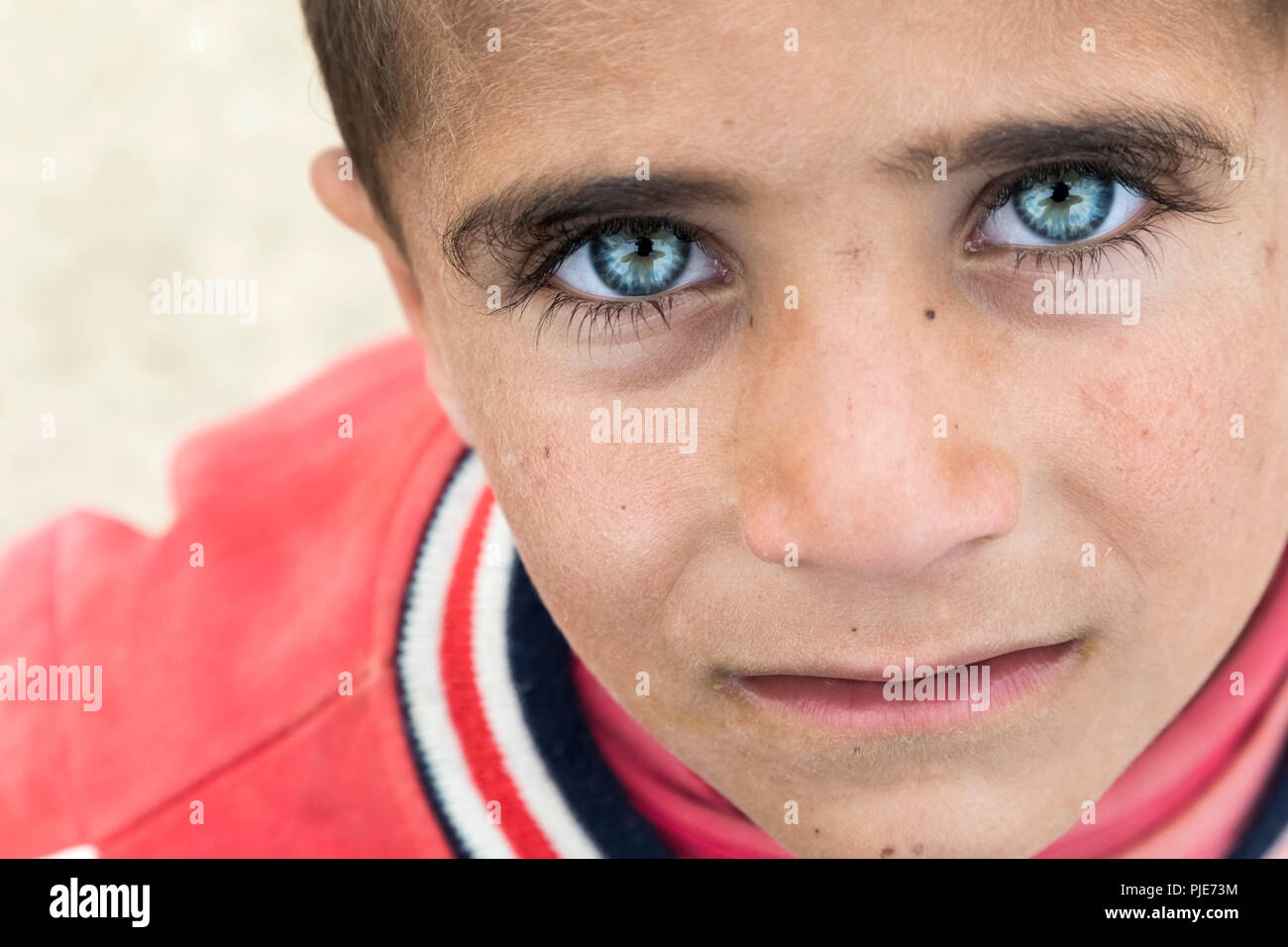 A child with deep strong look. Stock Photo