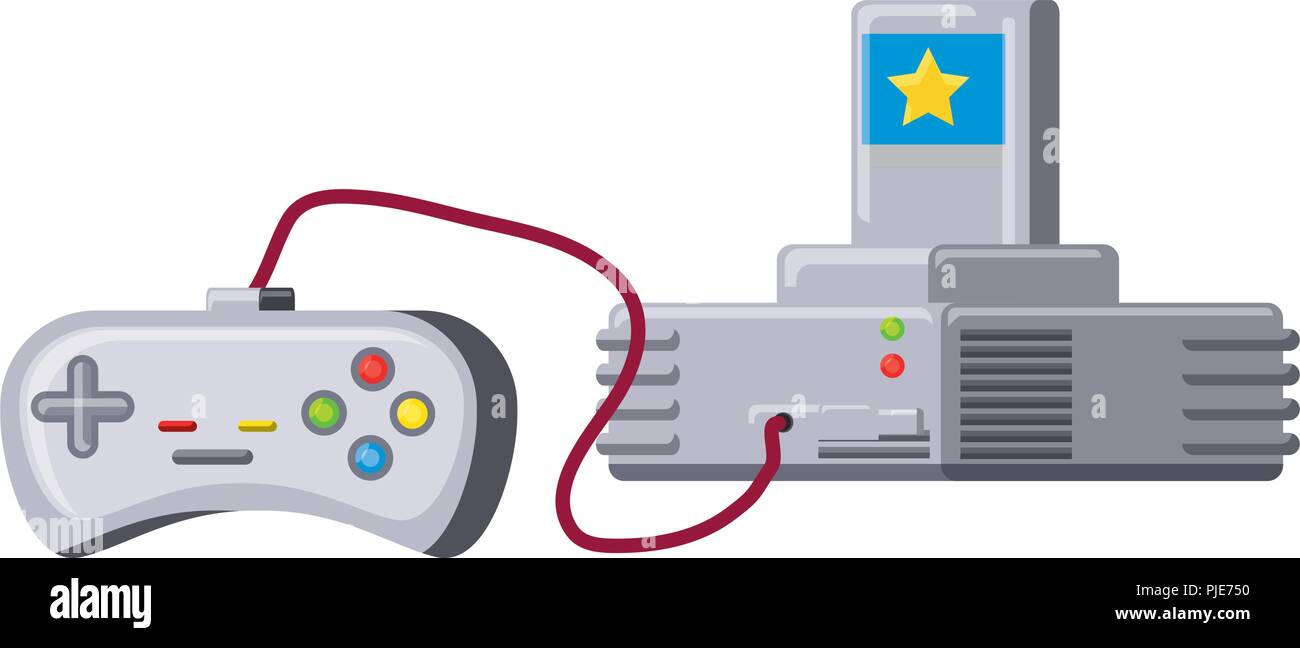 retro game console and controller icon over white background, vector ...