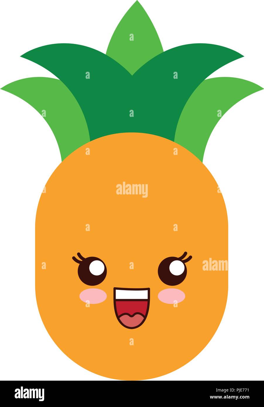 kawaii pineapple fruit icon over white background, vector illustration ...