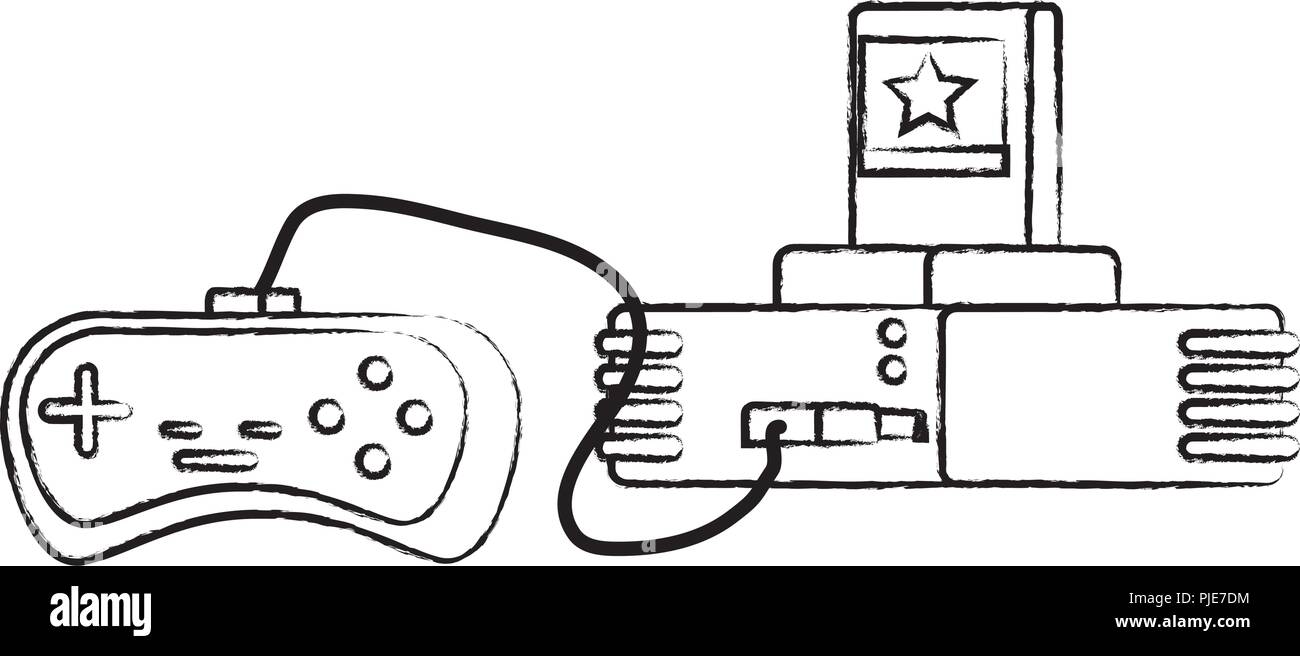 retro game console and controller icon over white background, vector ...