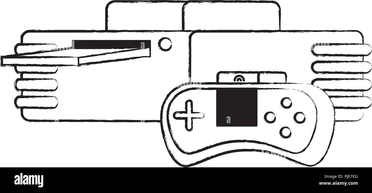 retro game controller and console icon over white background, vector ...