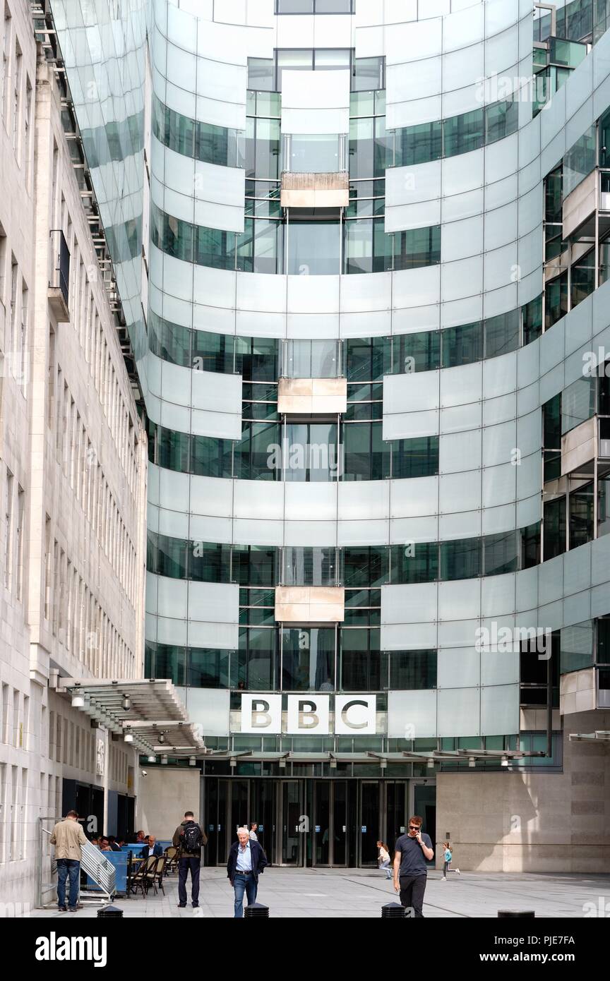 Exterior of Broadcasting House, BBC Headquarters Langham Place central London England UK Stock Photo