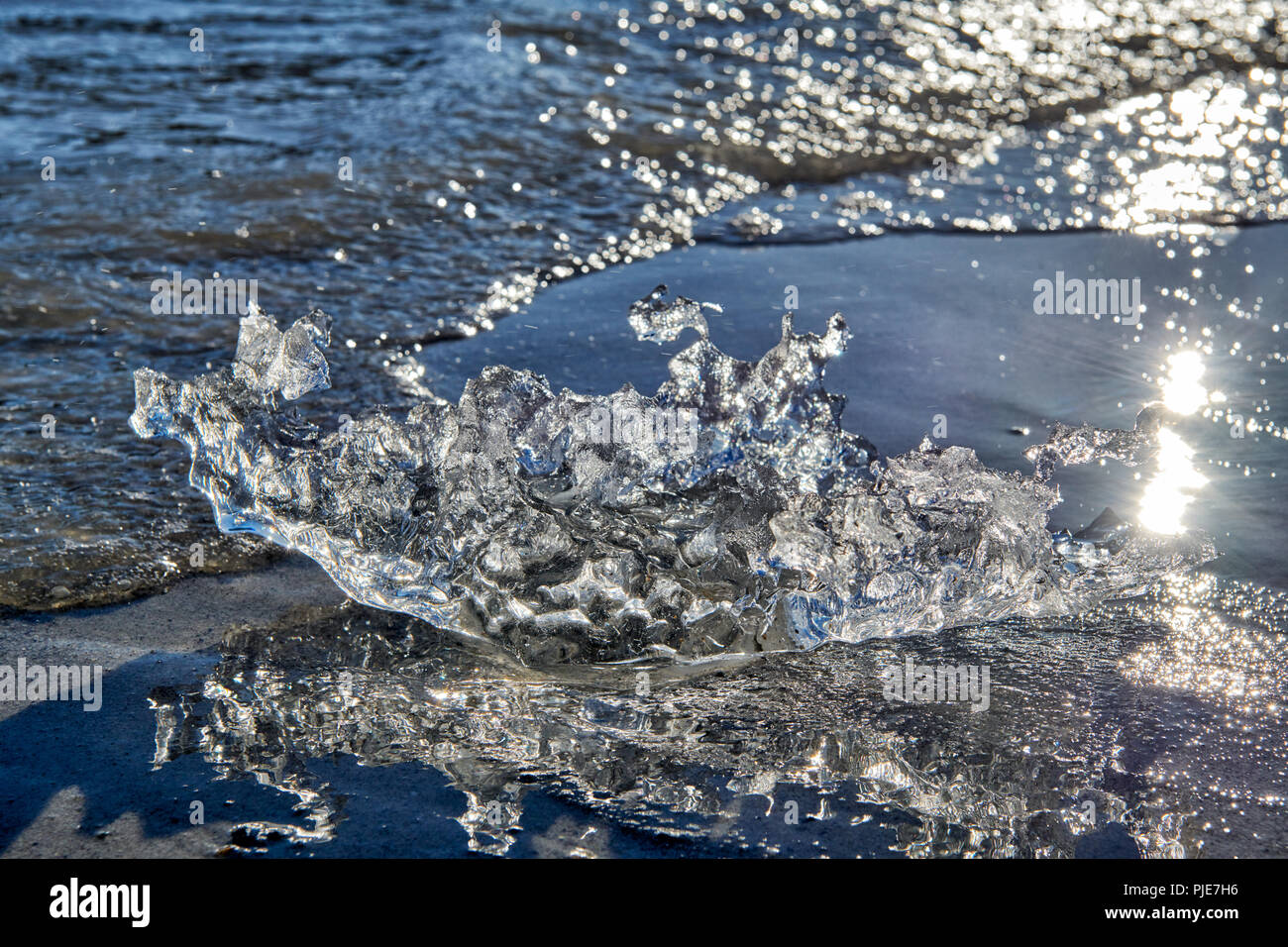 ice floes of glacier Gullybreen, landscape of Magdalenefjorden, Svalbard or Spitsbergen, Europe Stock Photo