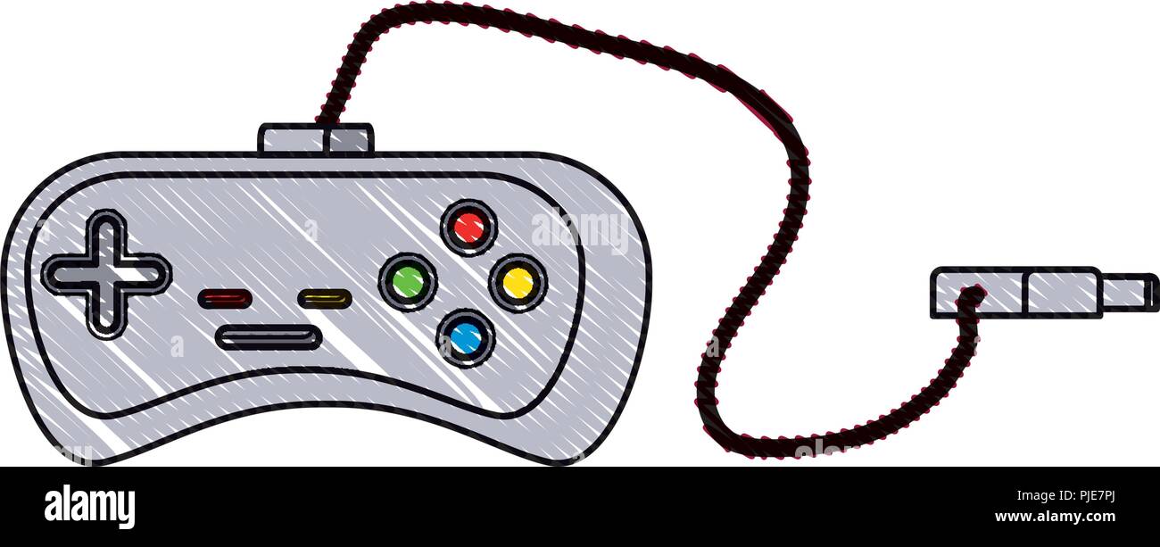 retro game controller icon over white background, vector illustration ...