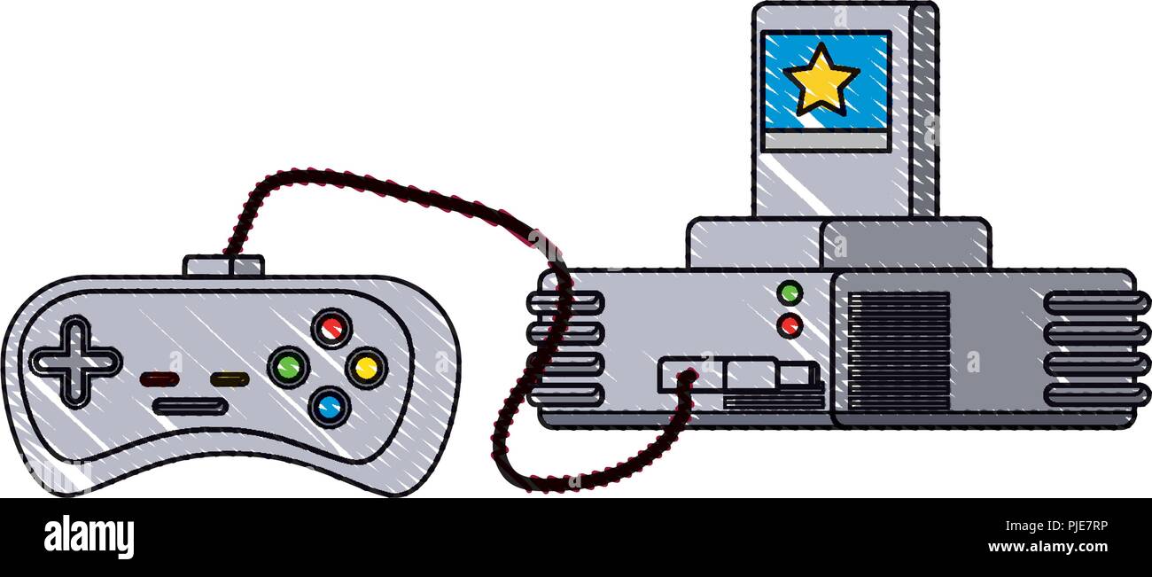 retro game console and controller icon over white background, vector ...