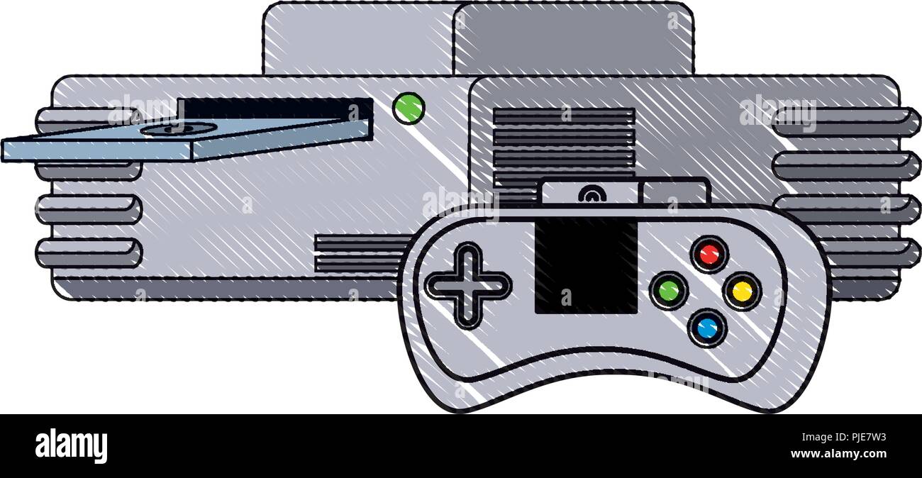 retro game controller and console icon over white background, vector ...